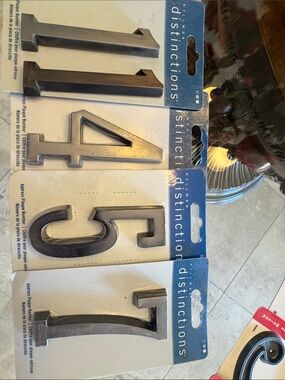 Distinctions Metal House Numbers 1,  1,4,5,7 in Brushed Nickel